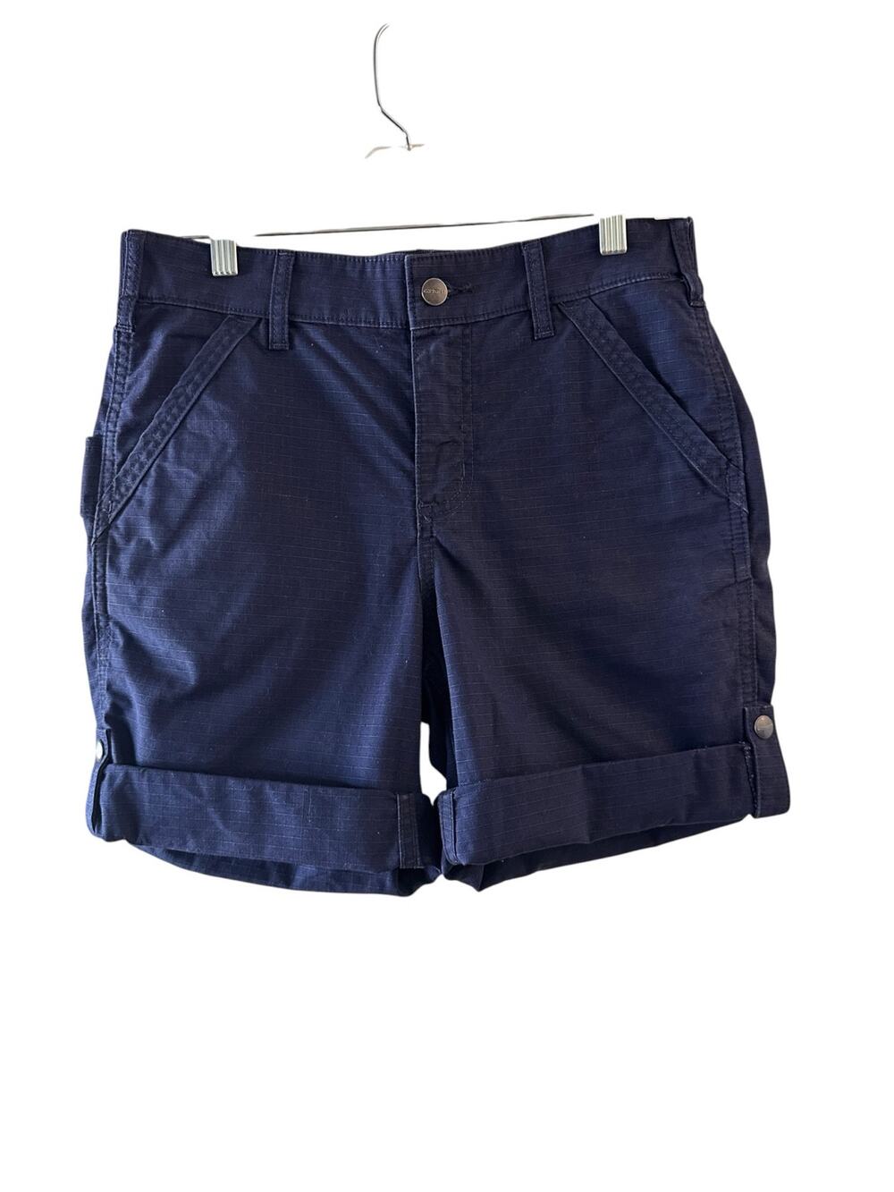 Carhartt Blue Cargo Hiking Cuffed Shorts Women Sz 4